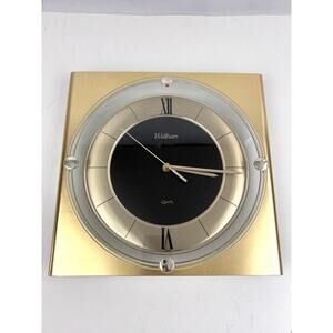 VTG Waltham Spartus 11" Quartz Wall Collectible Clock 80s Gold WORKS